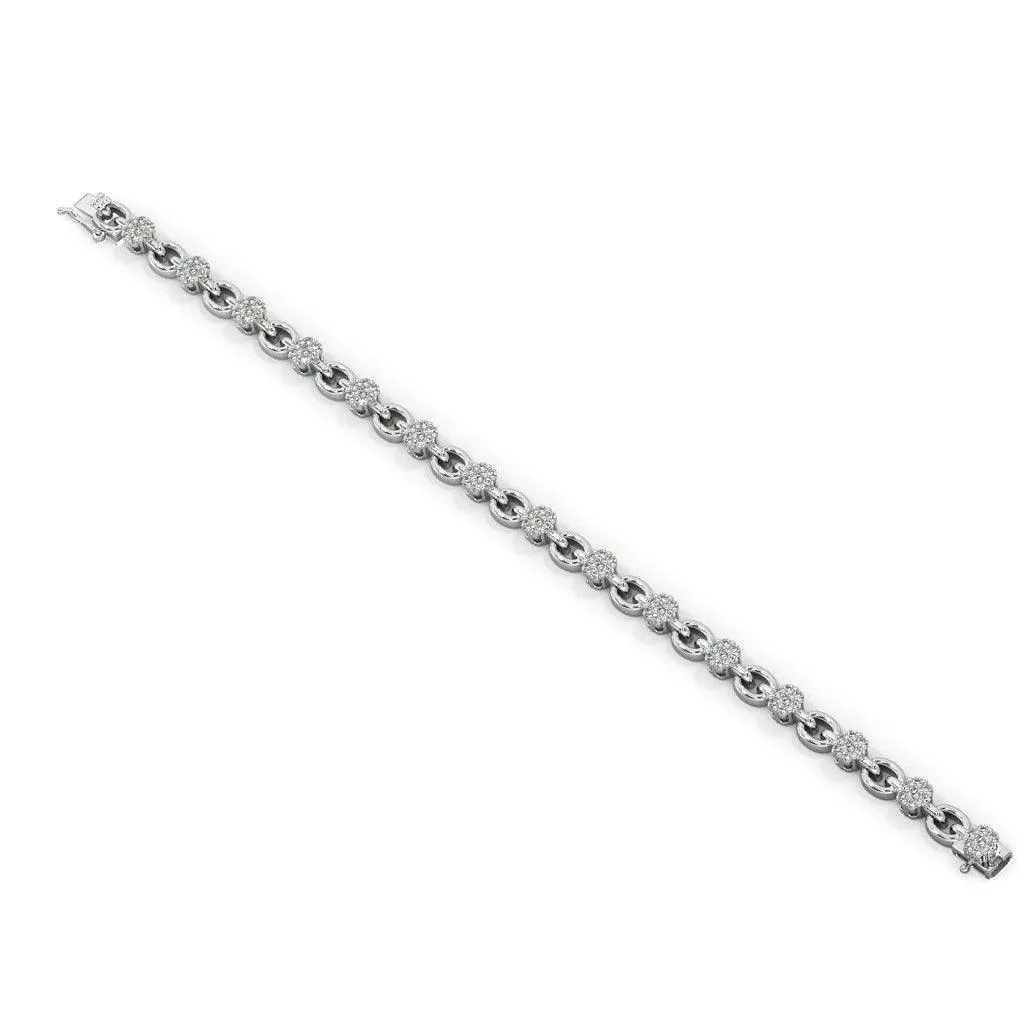 Links Tennis Bracelet Diamond 14k Solid White Gold Handmade, Tennis Bracelet, Designer Bracelet, White Gold Bracelet, Diamond Bracelet