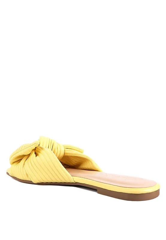 Little Jane Textured Bow Yellow Slider Flats