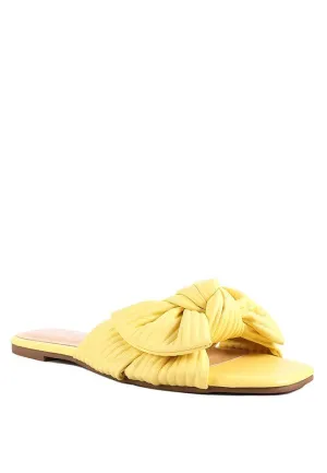 Little Jane Textured Bow Yellow Slider Flats