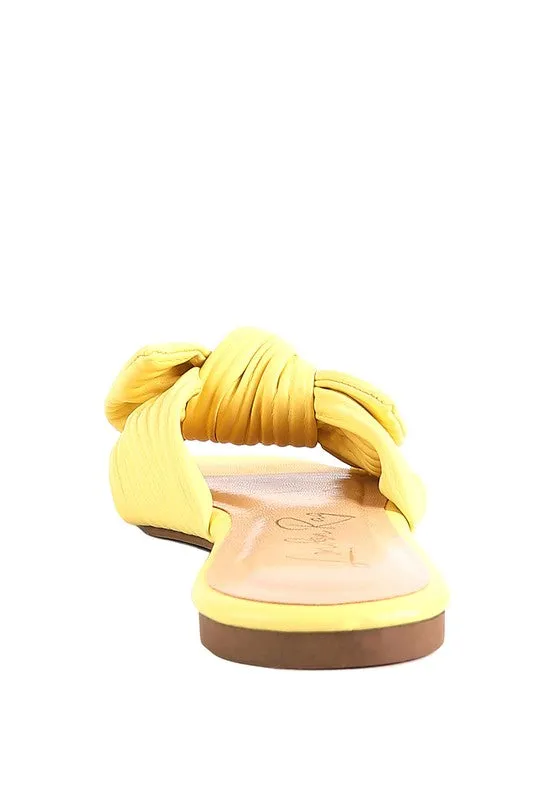 Little Jane Textured Bow Yellow Slider Flats