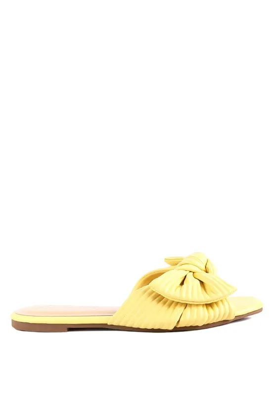 Little Jane Textured Bow Yellow Slider Flats