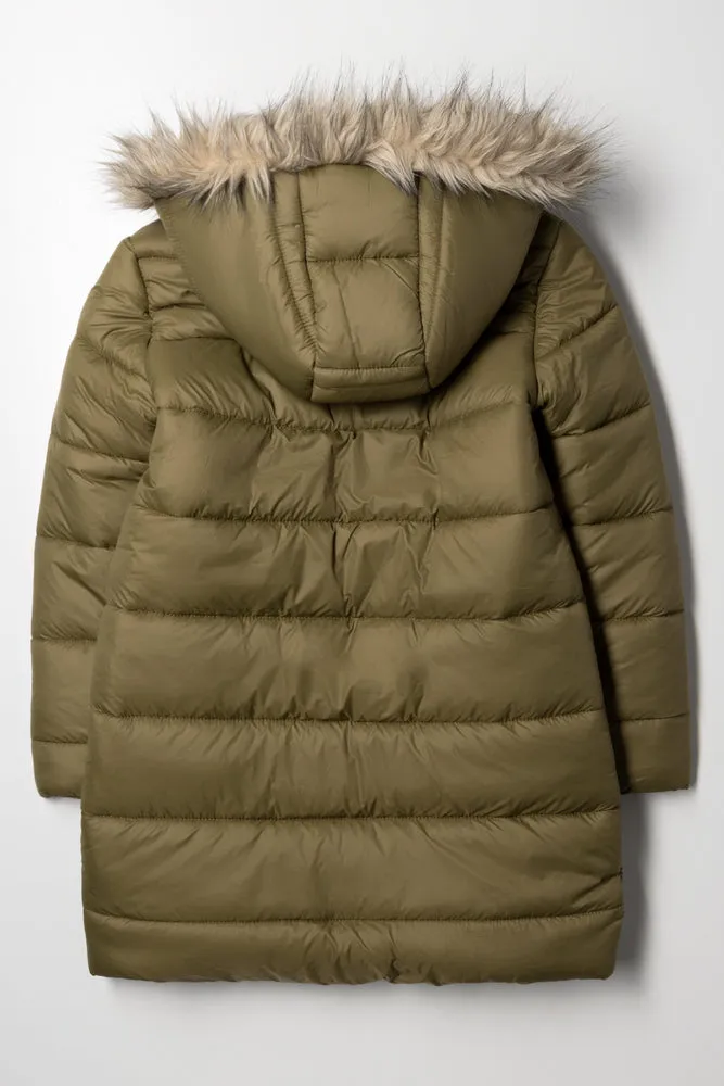 Long Hooded Puffer Jacket