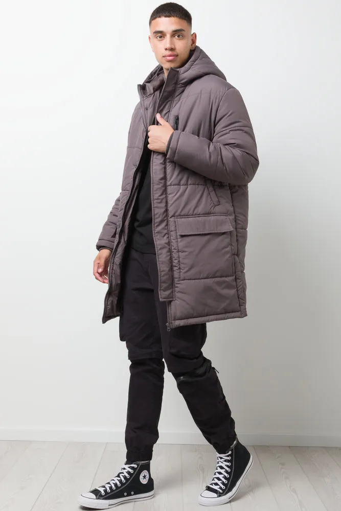 Long Puffer Jacket Charcoal