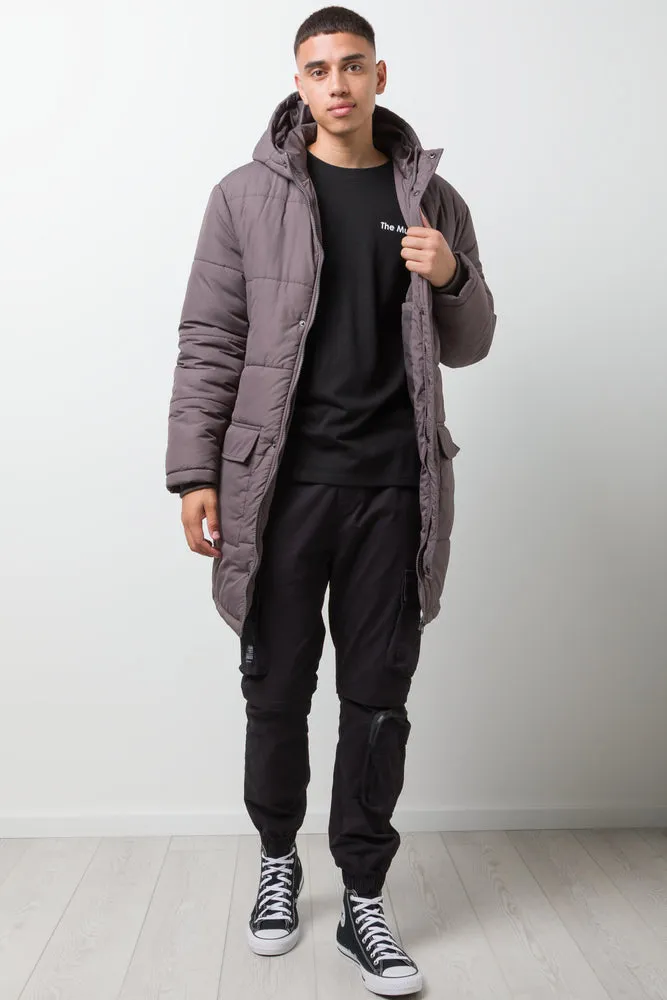 Long Puffer Jacket Charcoal