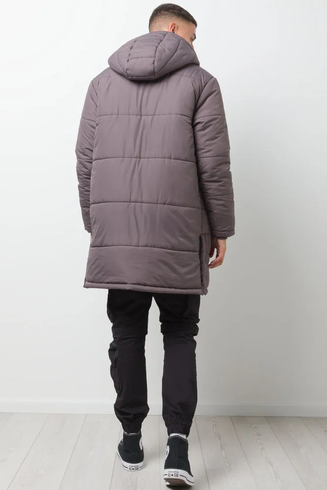Long Puffer Jacket Charcoal