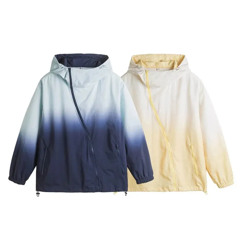 Loose Gradient Color Windbreaker Jacket