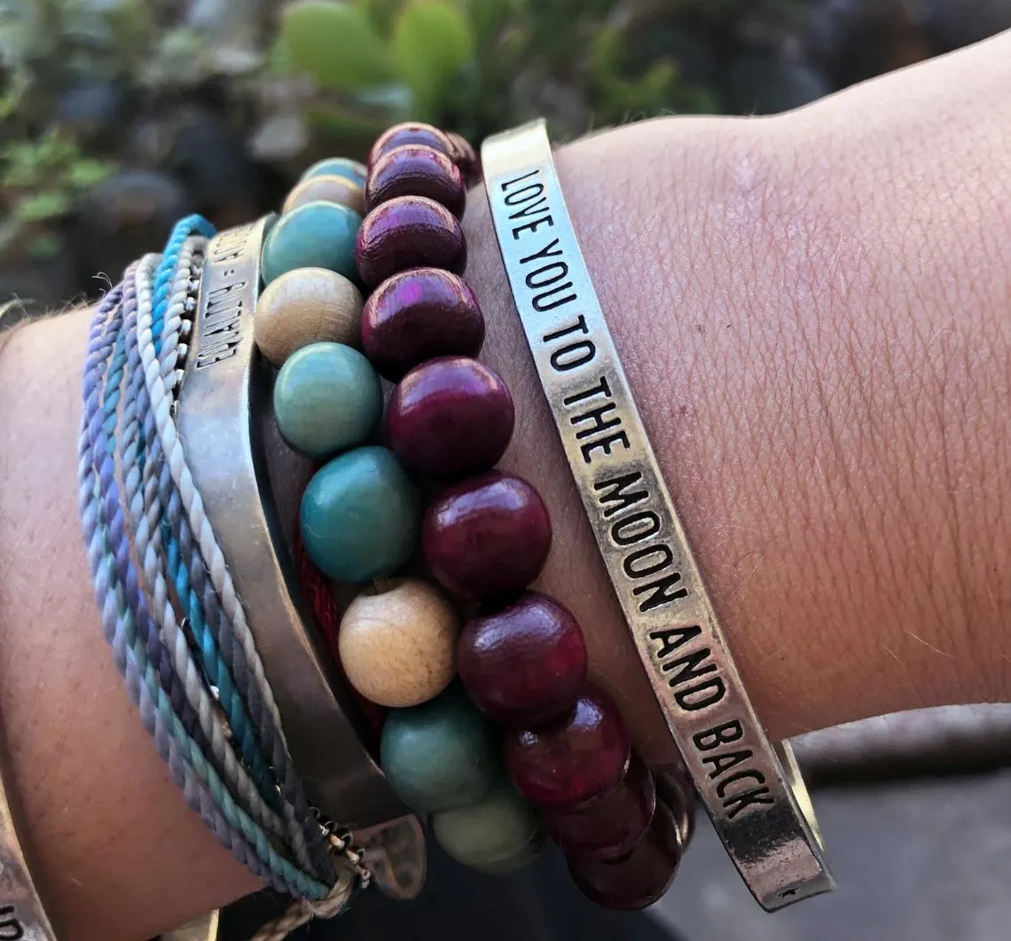 Love You to the Moon and Back Quotable Cuff Bracelet