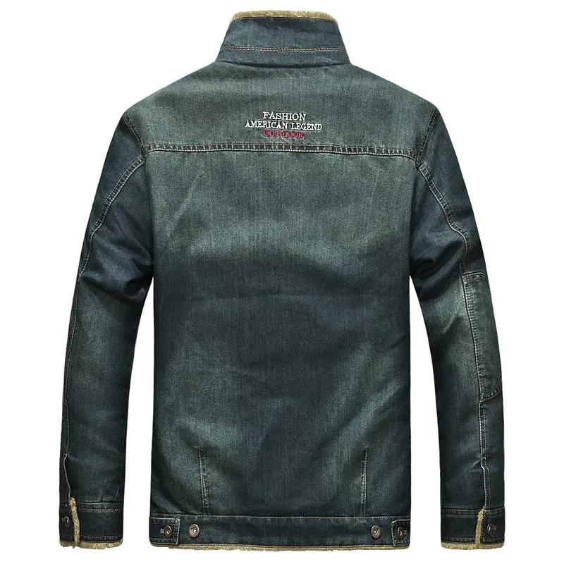 Lucas - Windbreaker-Denim-Jacke mit Fleecefutter