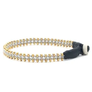 Lucia Narrow Braid with Gold Beads in Black 7 1/4"