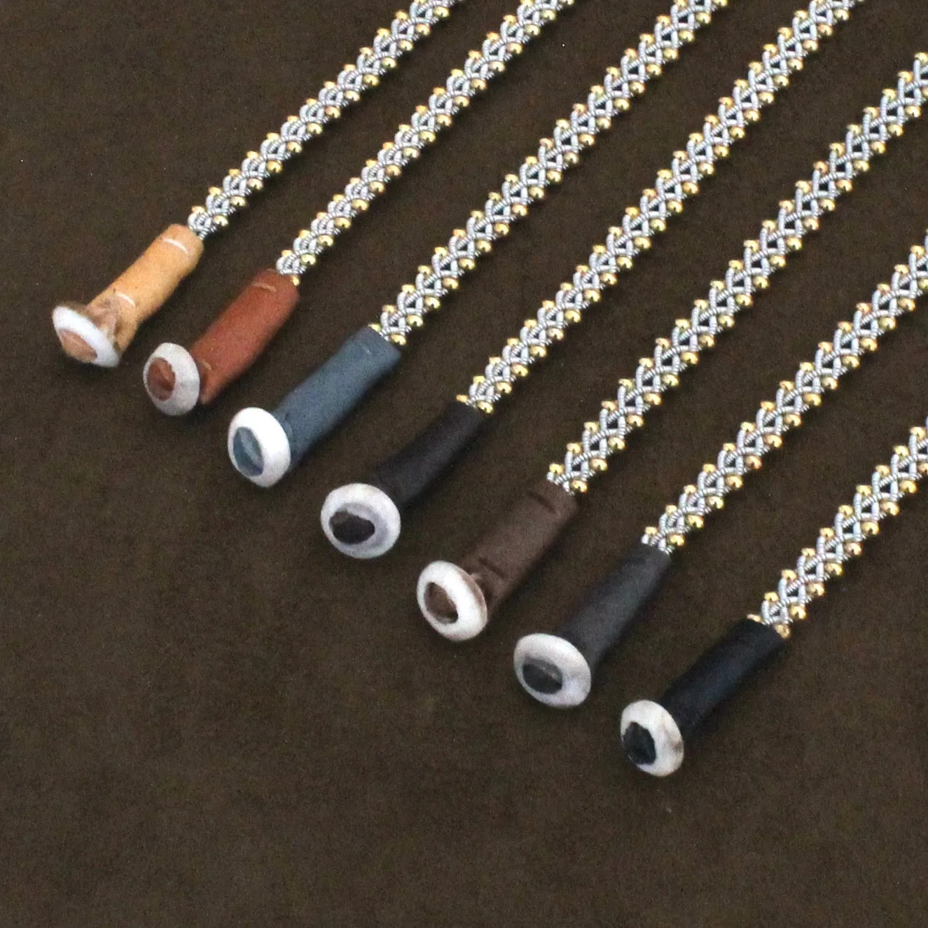 Lucia Narrow Braid with Gold Beads in Black 7 1/4"