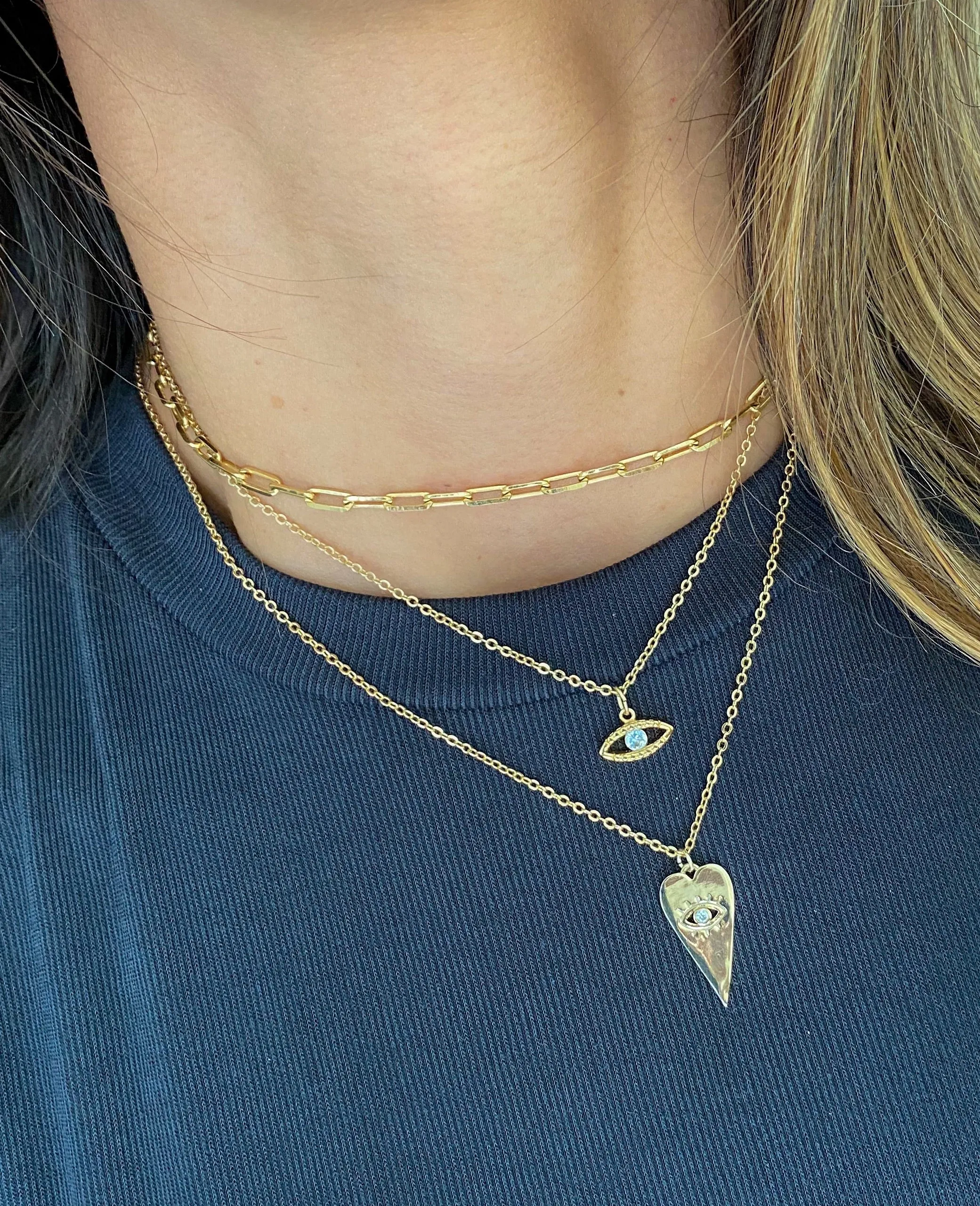 Lucky Eye Diamond Heart Necklace // LAST ONE