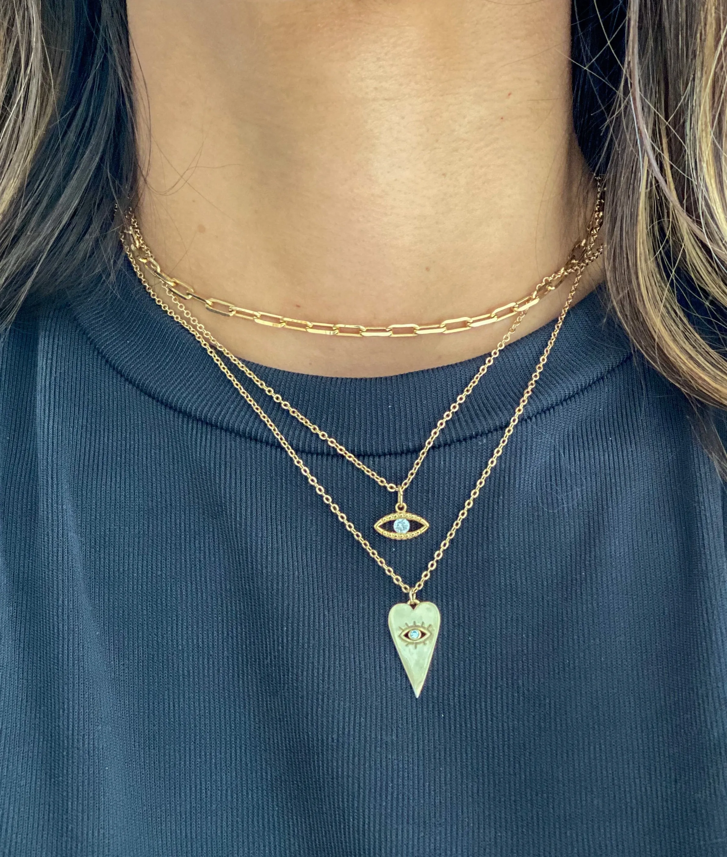 Lucky Eye Diamond Heart Necklace // LAST ONE
