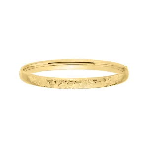 Marathon Sterling Silver (6mm) 14K Gold Filled Hinged Hand Engraved Bangle