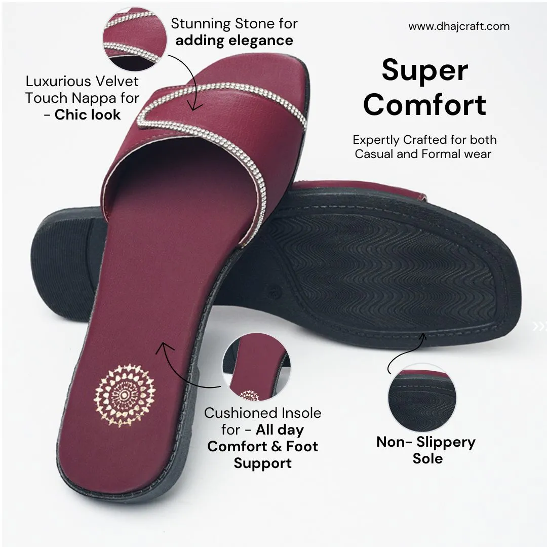 Maroon T-Shape Casual Flats