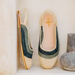 Mazir Sandals Mix Natural Beige, Green and Black