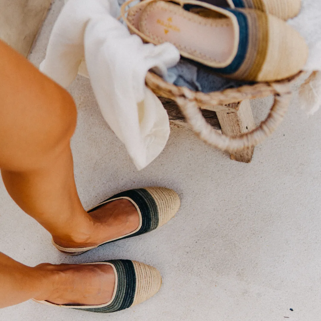 Mazir Sandals Mix Natural Beige, Green and Black