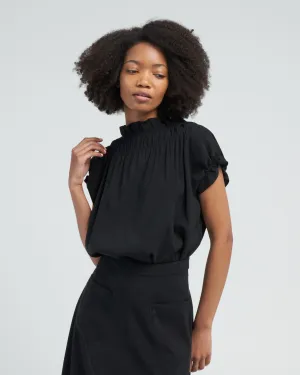 memoir 1 ruched cap sleeve - black