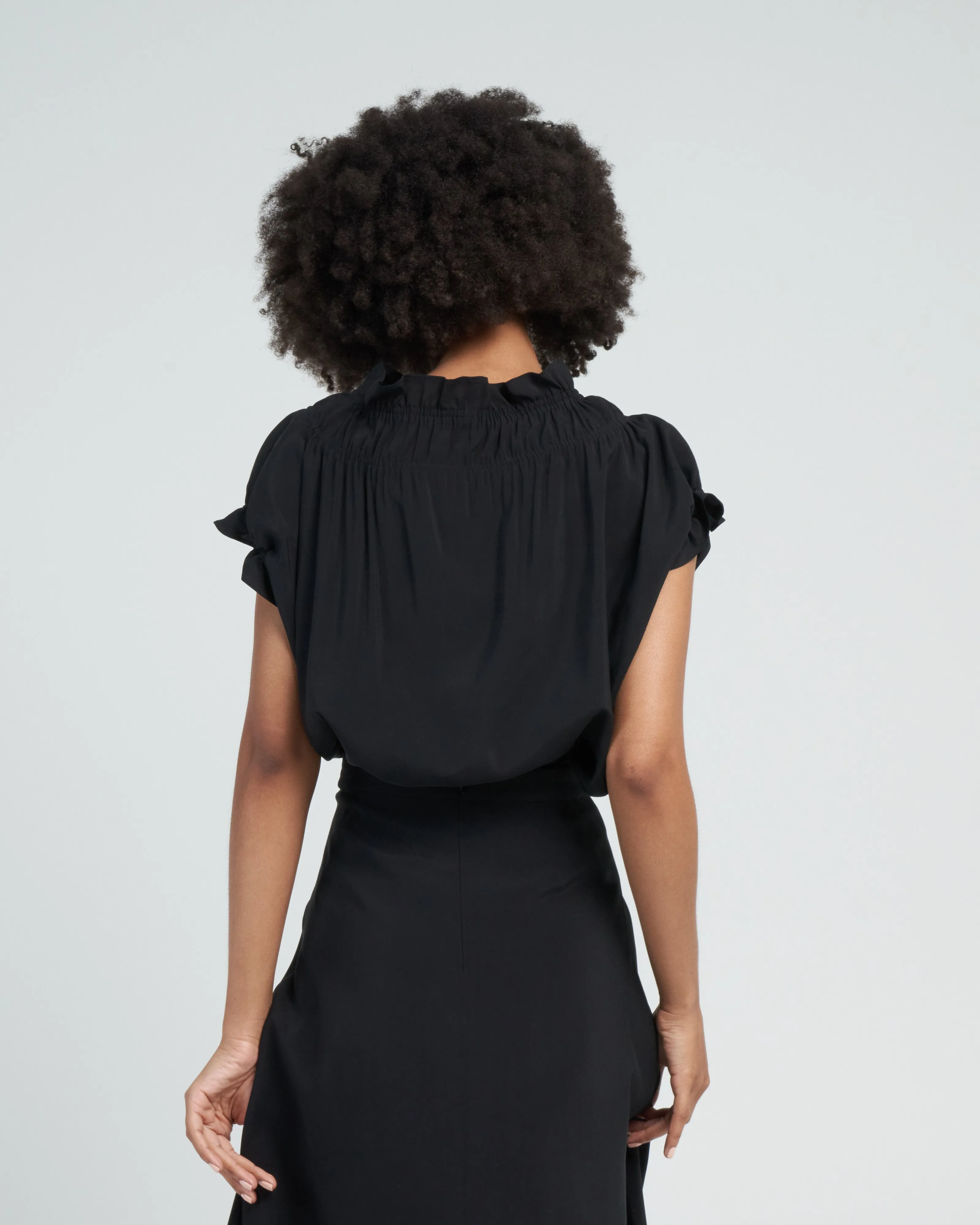 memoir 1 ruched cap sleeve - black