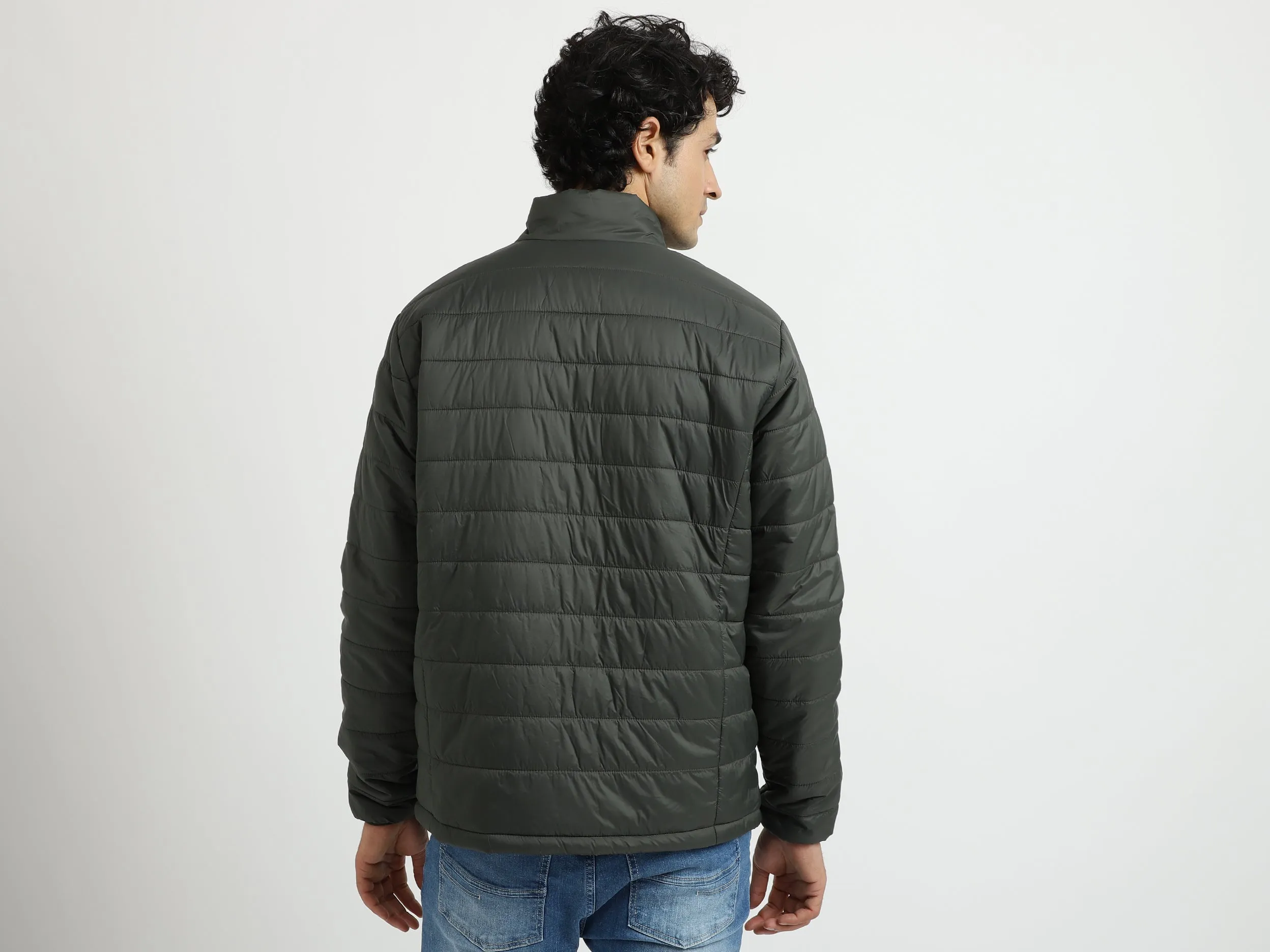 Men Solid High Neck Jacket