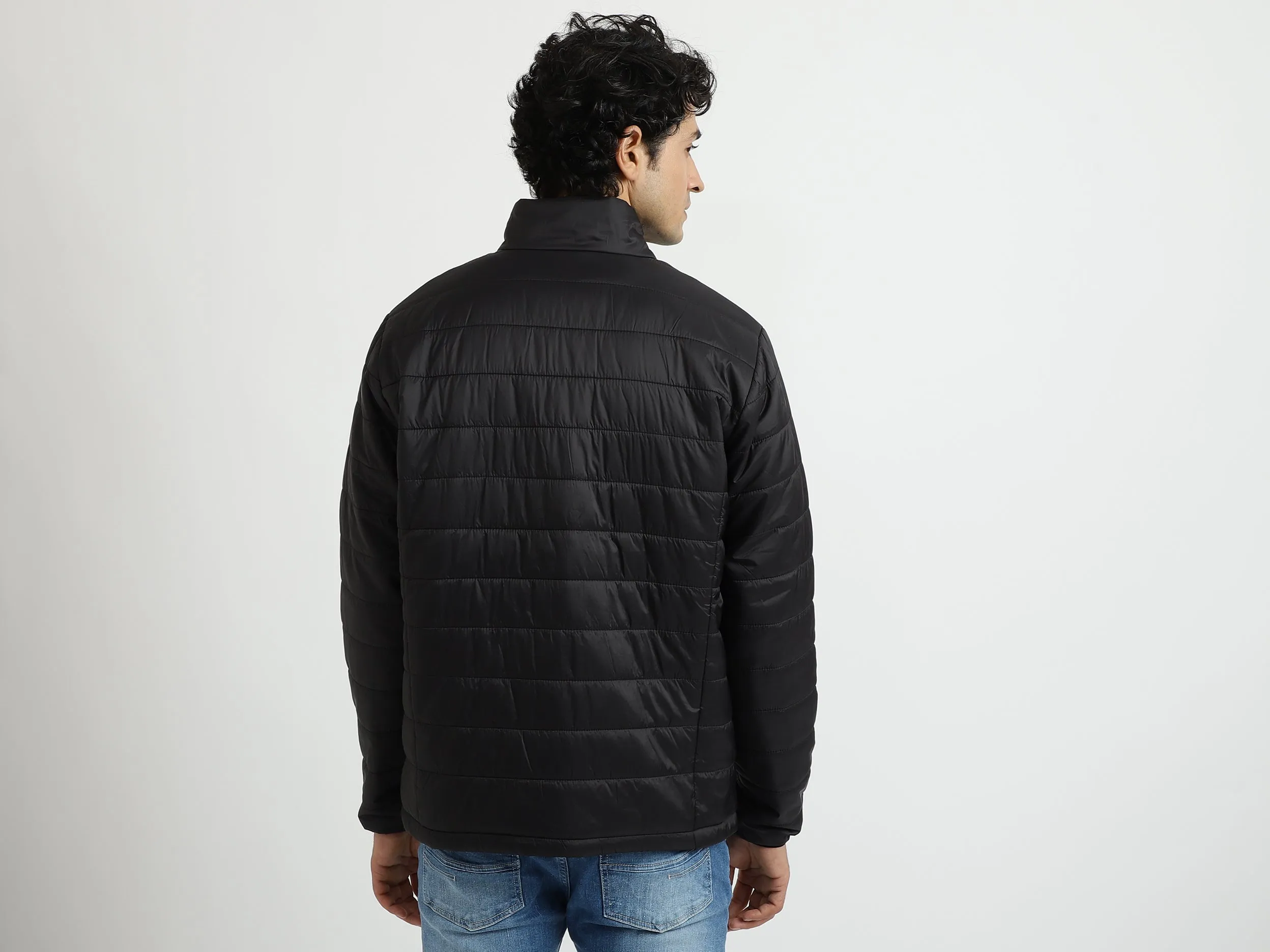 Men Solid High Neck Jacket