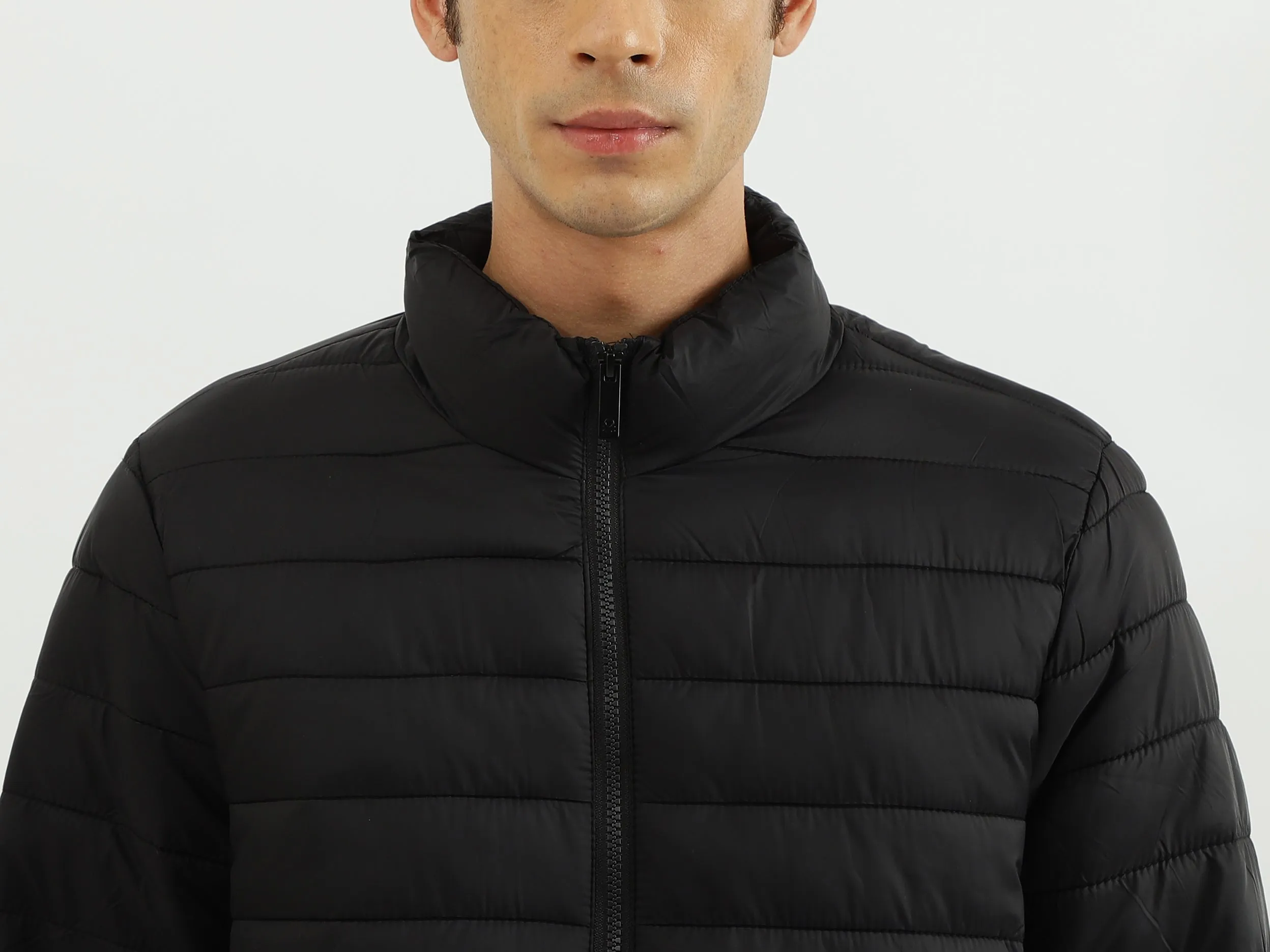 Men Solid High Neck Jacket
