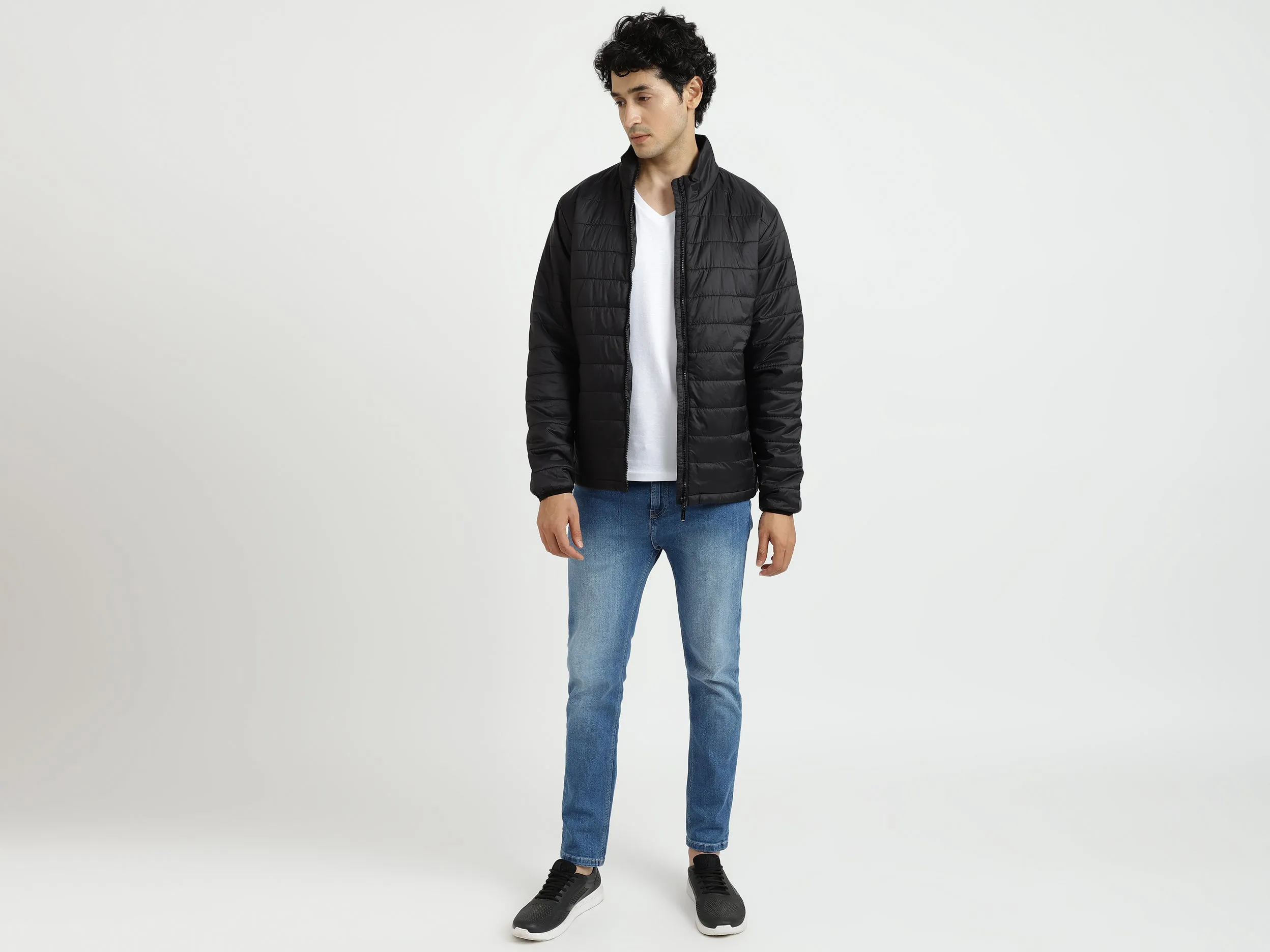Men Solid High Neck Jacket