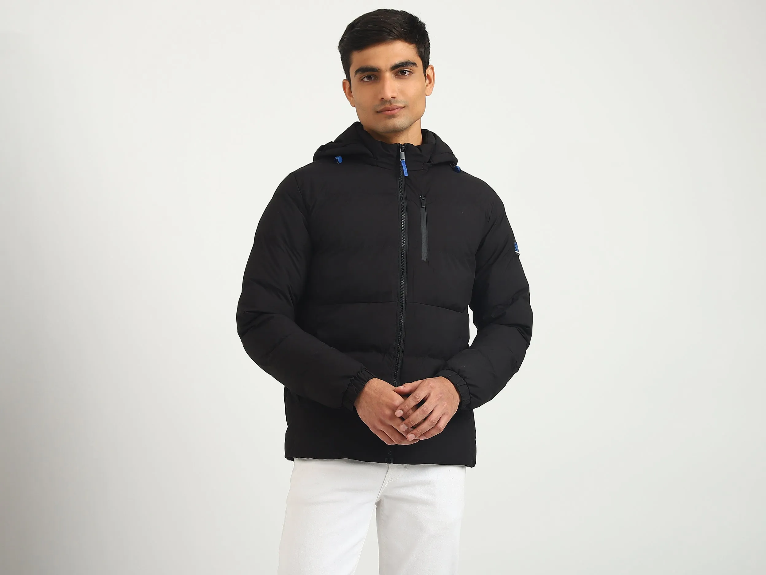 Men Solid Hooded Jacket