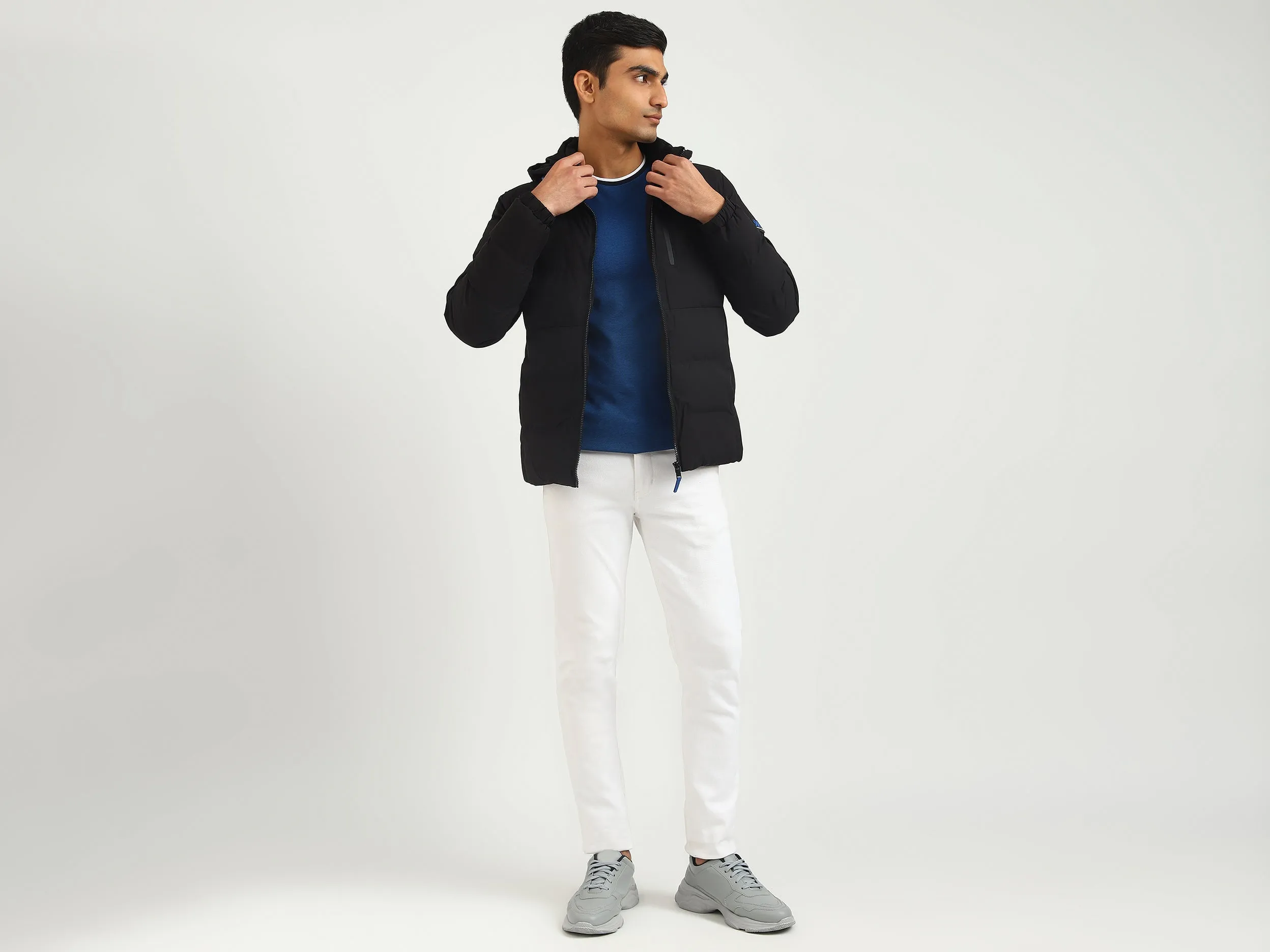 Men Solid Hooded Jacket