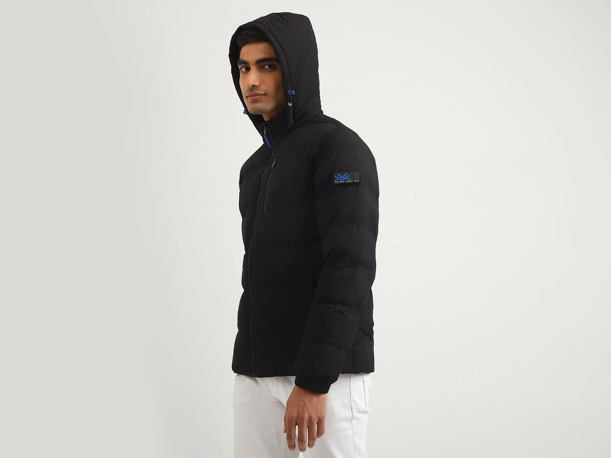 Men Solid Hooded Jacket