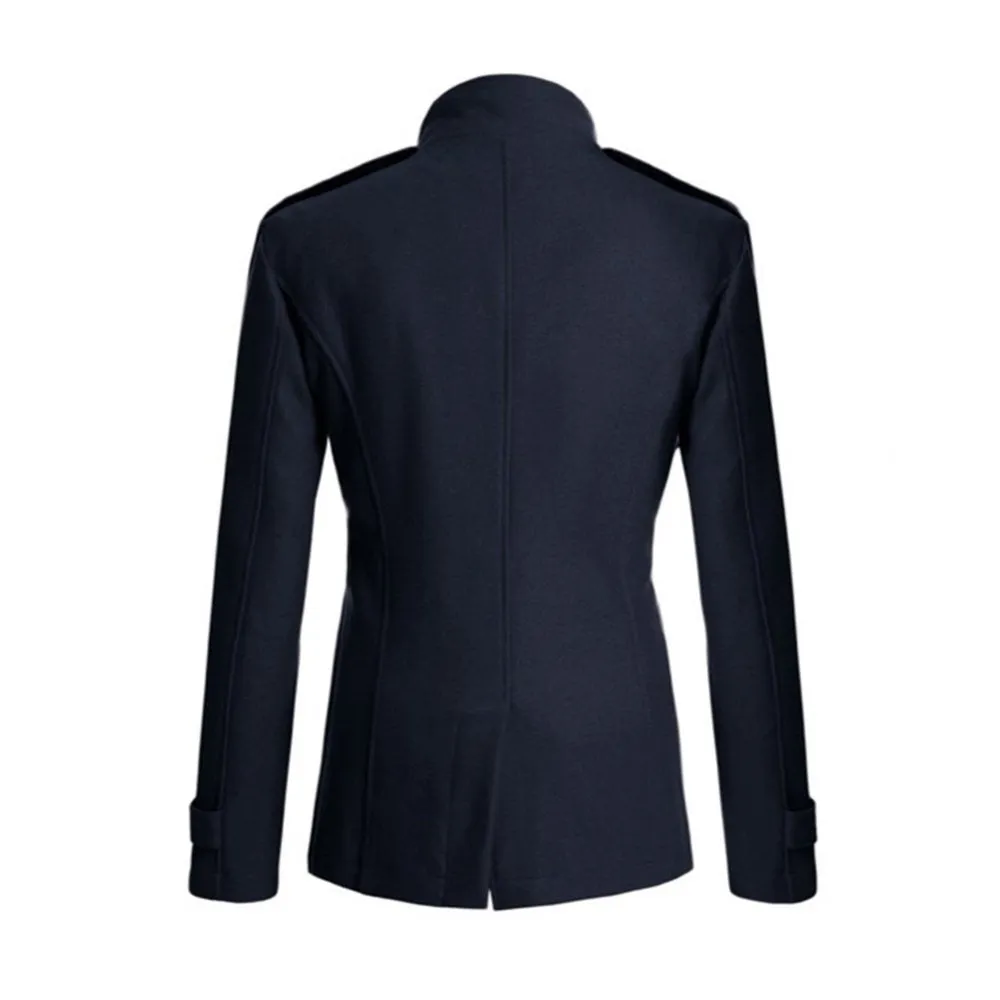 Men Winter Trench Peacoat - Dark Gray _L