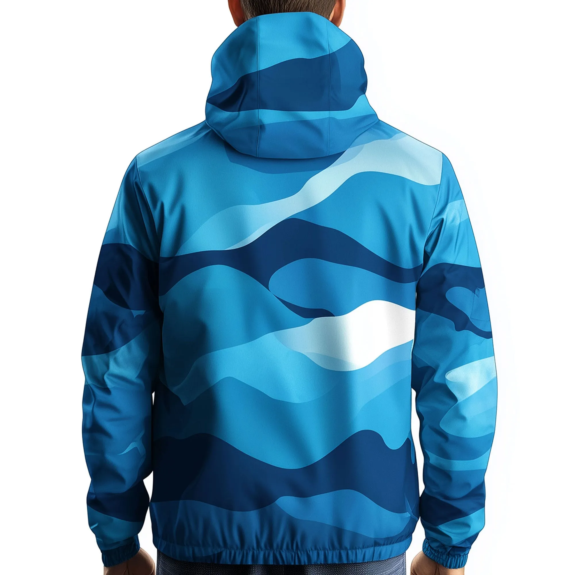 Mens Windbreaker Jackets Blue Lightweight Outdoor Casual Rain Protection Waterproof Nylon Hooded Windbreaker Jackets