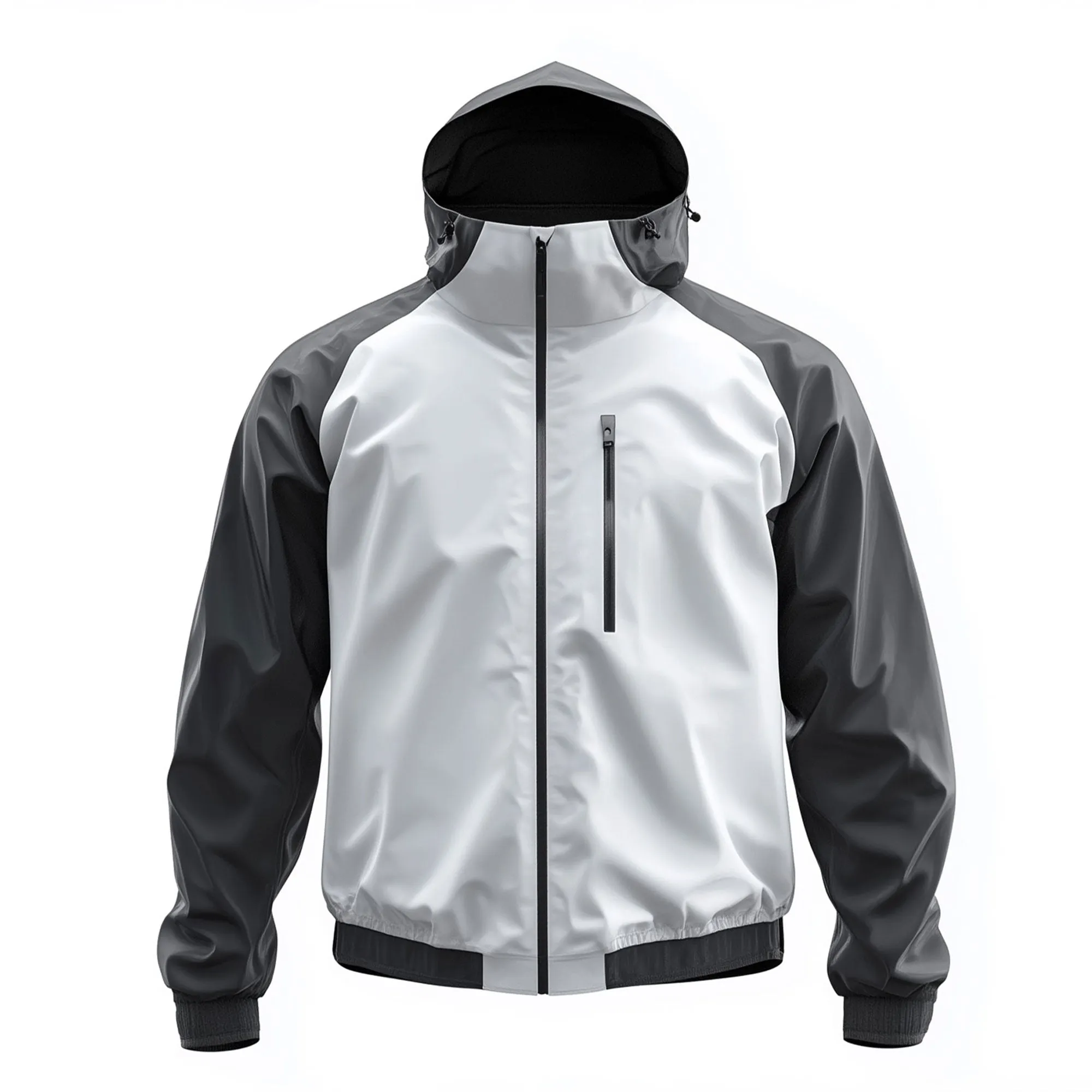 Mens Windbreaker Jackets White Contrast Lightweight Rain Protection Waterproof Nylon Hooded Windbreaker Jackets