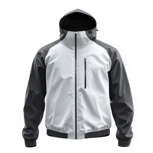Mens Windbreaker Jackets White Contrast Lightweight Rain Protection Waterproof Nylon Hooded Windbreaker Jackets