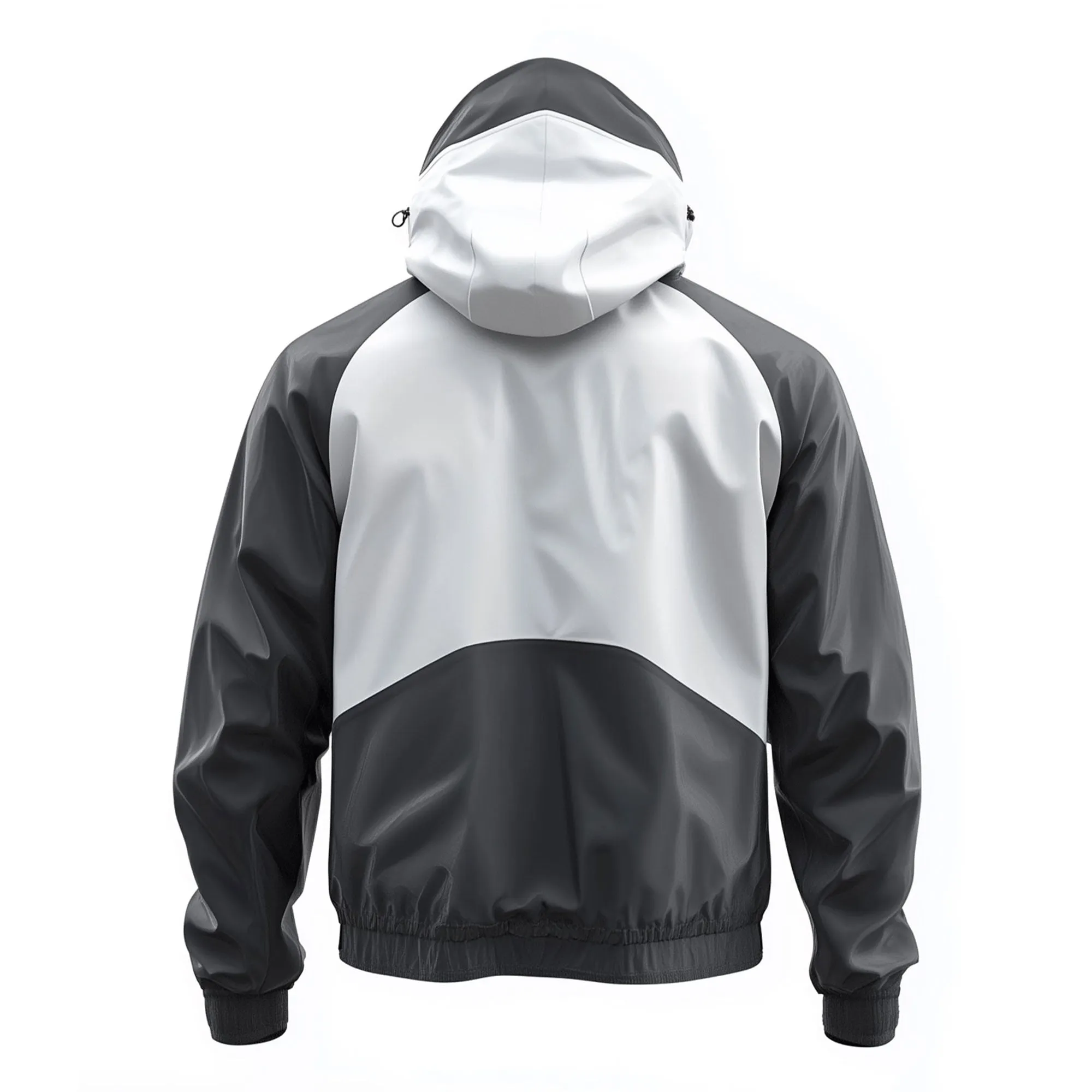 Mens Windbreaker Jackets White Contrast Lightweight Rain Protection Waterproof Nylon Hooded Windbreaker Jackets