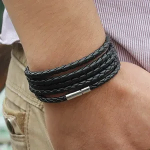 Men's Wrap Long leather bracelet