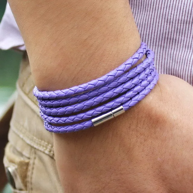 Men's Wrap Long leather bracelet