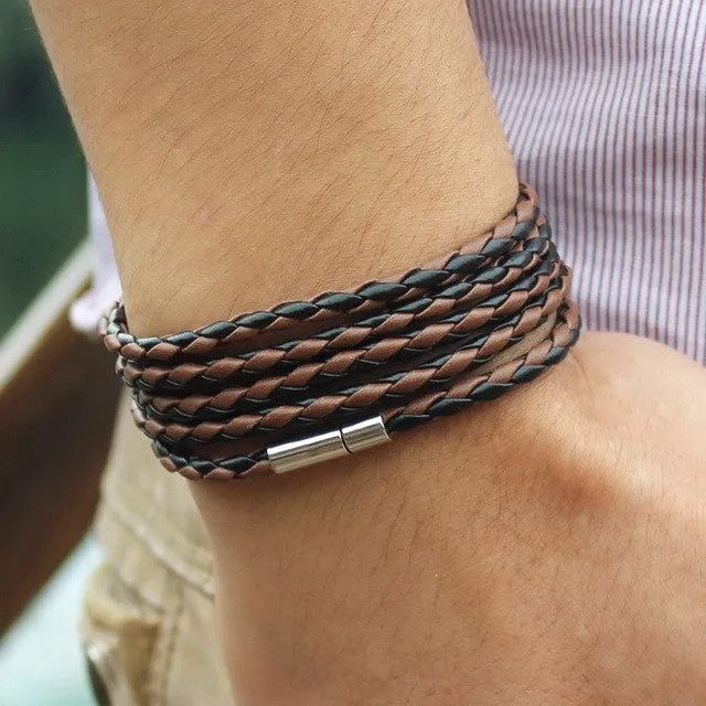 Men's Wrap Long leather bracelet