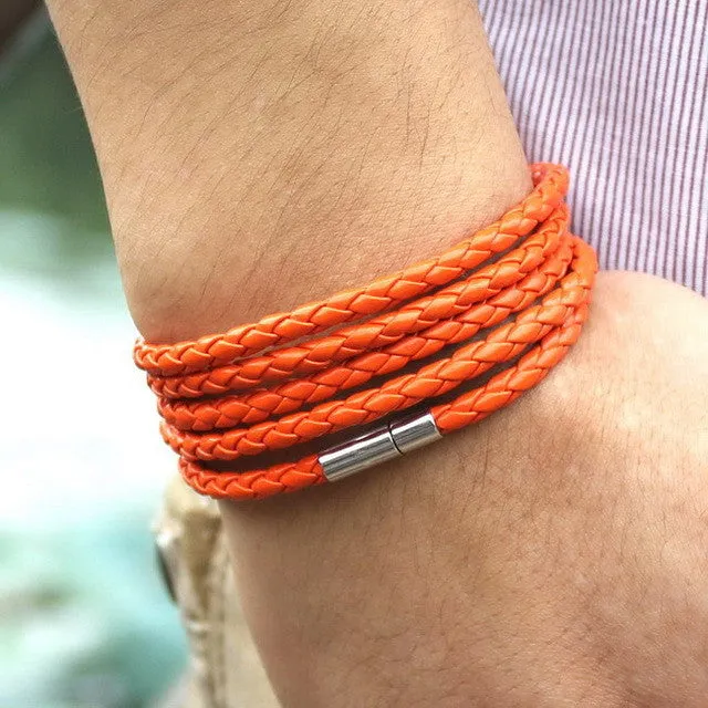 Men's Wrap Long leather bracelet