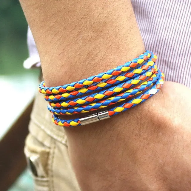 Men's Wrap Long leather bracelet
