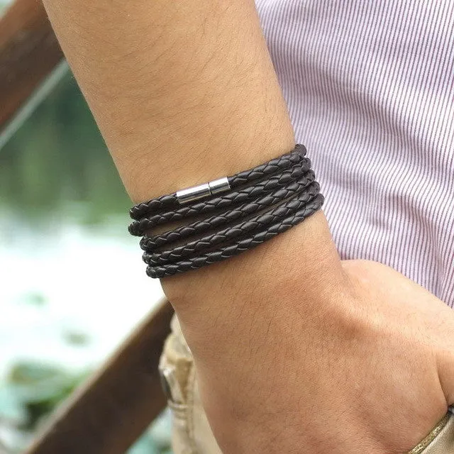 Men's Wrap Long leather bracelet