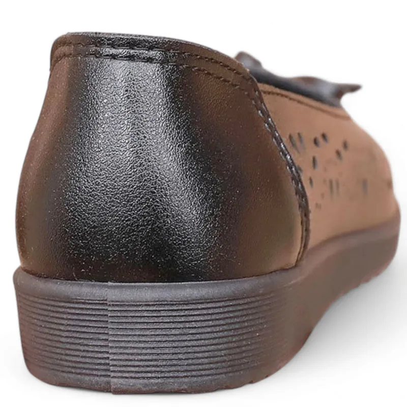 Merendy Semplicità Round Toe Slip-On Leather Black Ballerina Shoes with Burgundy Ballet Flats