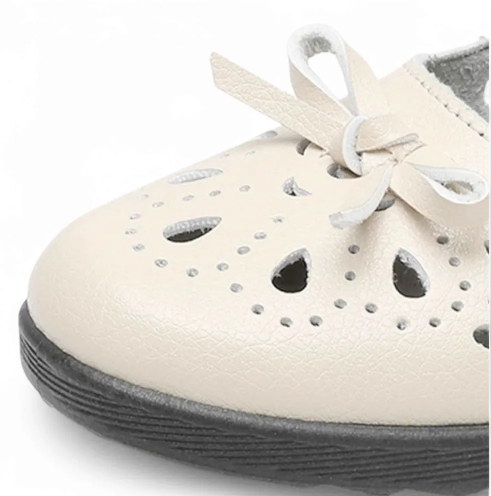 Merendy Semplicità Round Toe Slip-On Leather Black Ballerina Shoes with Burgundy Ballet Flats