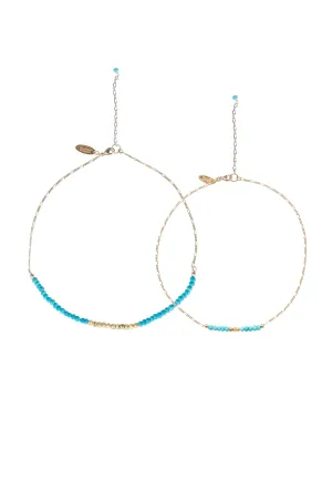 Mermaid Gemstone Necklace Mommy & Me Set in Gold w/Turquoise