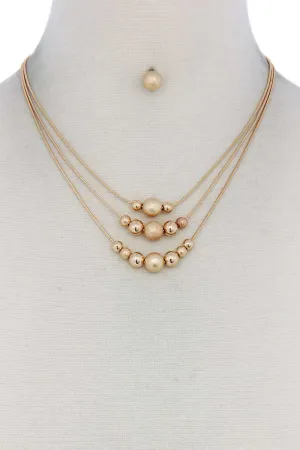 Metal Bead Layered Necklace