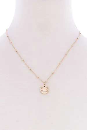 Metal Chain Star Heart Lightning Moon Round Pendant Necklace