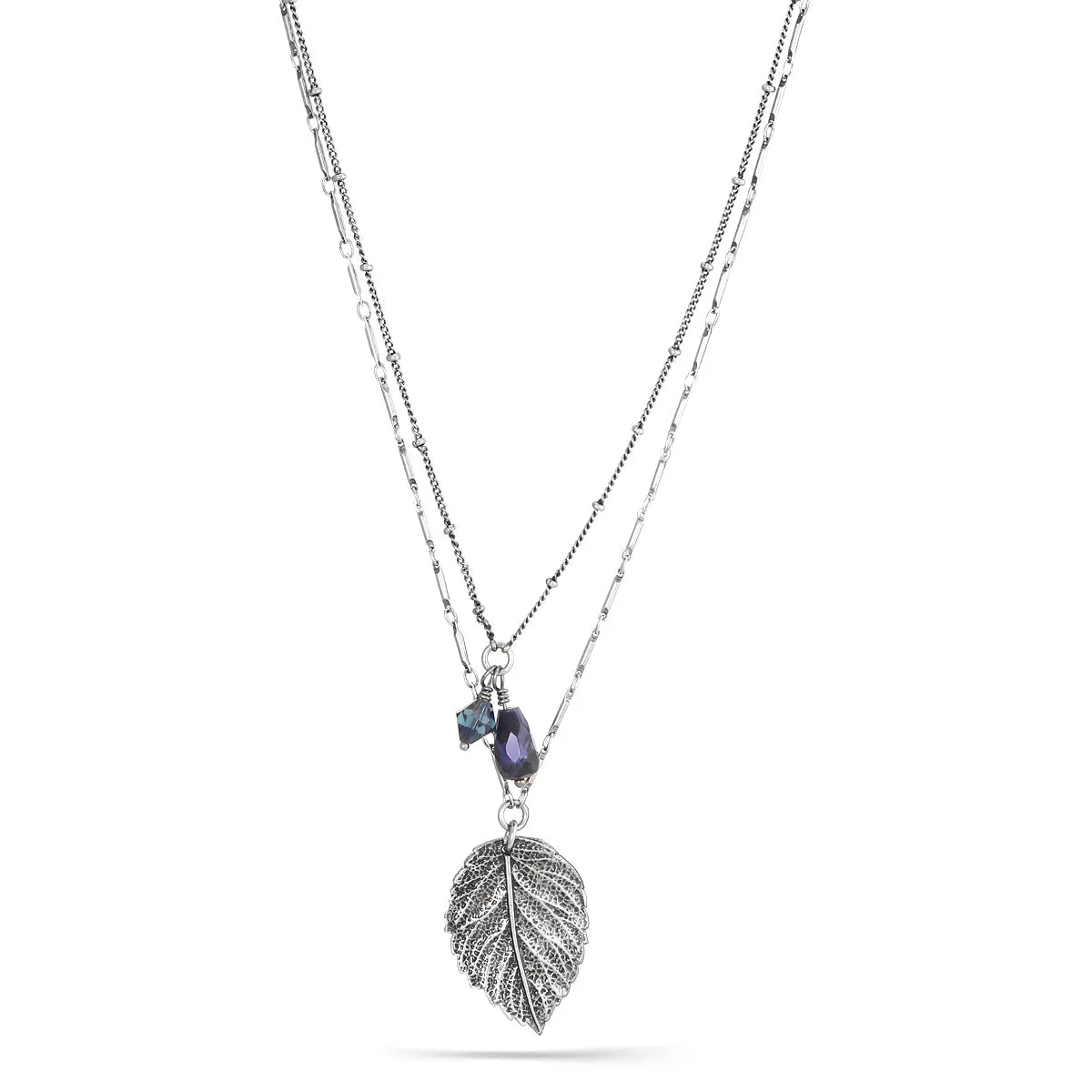 METAL LEAF AND BLUE STONE  NECKLACES #151BL1501 (5F9)