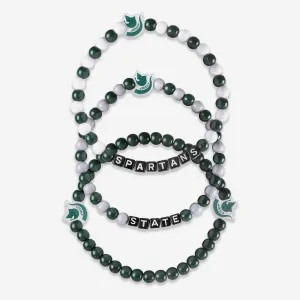 Michigan State Spartans 3 Pack Beaded Friendship Bracelet