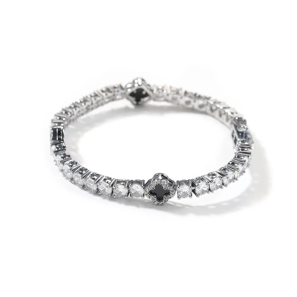 MINI CLOVER TENNIS BRACELET | BLACK