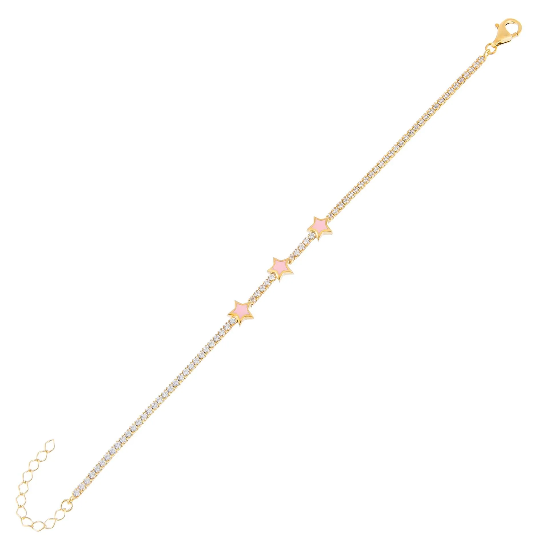 Mini Enamel Triple Star Tennis Bracelet