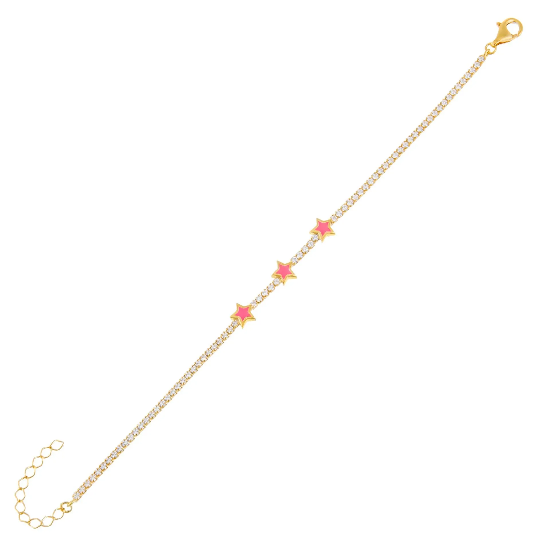 Mini Enamel Triple Star Tennis Bracelet